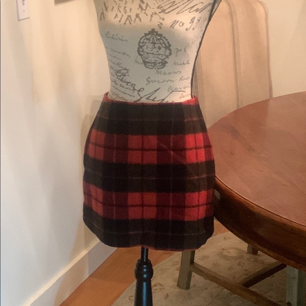 Plaid Mini Skirt in Red and Black